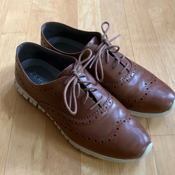 Cole Haan Zerogrand wingtip oxfords leather Woodbury brown 9.5 - Picture 2 of 8